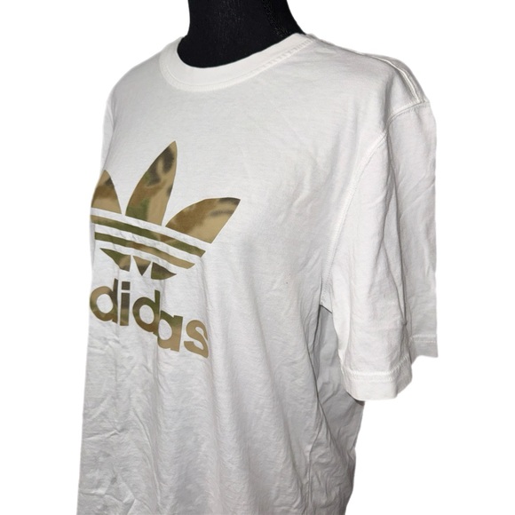 Adidas Originals - Trefoil T-Shirt White Camo Logo Short Sleeve - Size Medium - Picture 2 of 8